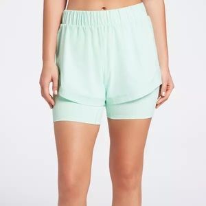 NWT Calia 2-In-1 Ruched Running Shorts in Mint Tourmaline